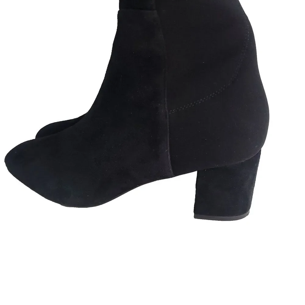 stuart weitzman boots 5050 Suede Over The Knee 9B Black Stretch Block Heel S5440